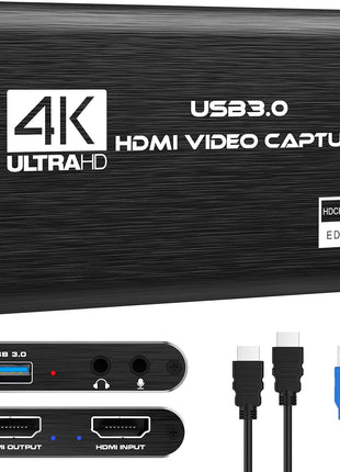 Capture Card, 4K HDMI Video Capture Card, Game Capture Card, 1080P 60FPS Video Capture Device, HDMI to USB 3.0 Capture Card for Streaming, Work with Camera/Xbox/PS4/PS5/PC/OBS