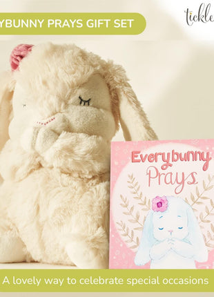 Tickle & Main Everybunny Prays Bunny Plush & Musical Prayer Toy for Christening Gifts for Girls - Pink, 7 in - Baby Dedication & Baptism Gifts for Girls with Illustrated Board Book
