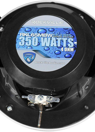 Rockville RKL65MBW (2) 6.5 inch 700W Marine Speakers, 4 Ohm, LED Lights, CEA Compliant, Coaxial, Waterproof, Black/White Grilles for Boats, ATVs, UTVs