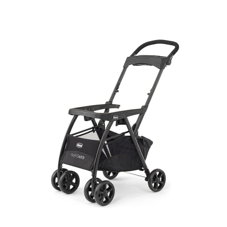 Chicco KeyFit Caddy Baby Stroller Frame with Adjustable Handle, Parent Tray | Accepts all Chicco infant car seats, compact travel stroller, under 12 lbs, all-wheel suspension, cup holders, Black/Black