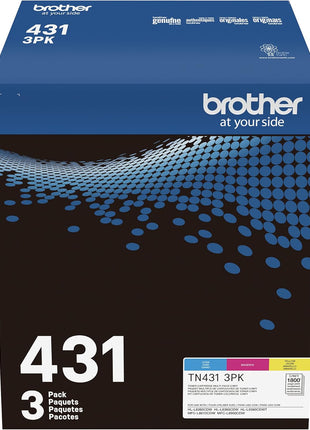 Brother TN-431 3PK, Cyan, Magenta, Yellow, Standard Yield, Model: TN4313PK