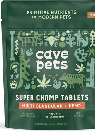 Super Chomp Tablets, Dog Probiotic Supplement for Digestive Health, Multi-Glandular & Probiotics, 60 Tablets