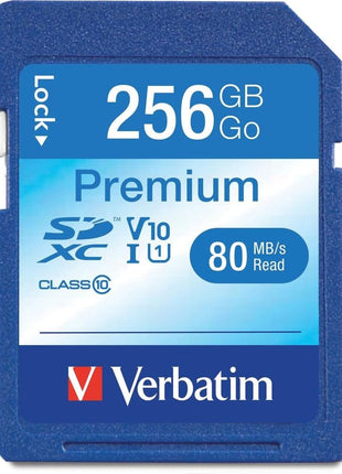 Verbatim 256GB Premium SDXC Memory Card, UHS-I V10 U1 Class 10