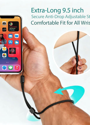 Hand Wrist Strap Lanyard, 6 Pack 9.5inch Adjustable Nylon Wristlet Straps Keychain String for Cell Phone Case Holder, AirPods Pro 2 2022, Camera, Key, GoPro, USB Drive, Ski Glove(Black)