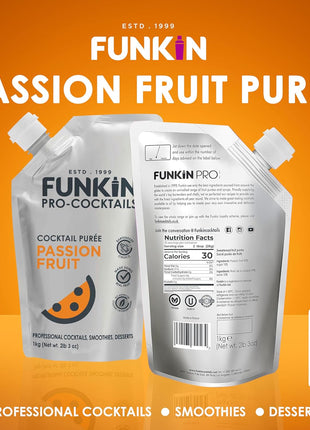 Funkin Fruit Puree | Real Fruit, Simple Ingredient, Natural Mixer for Cocktails, Drinks, Smoothies | Vegan, Non-GMO, Gluten-Free (2.2 lbs) (Passion Fruit)