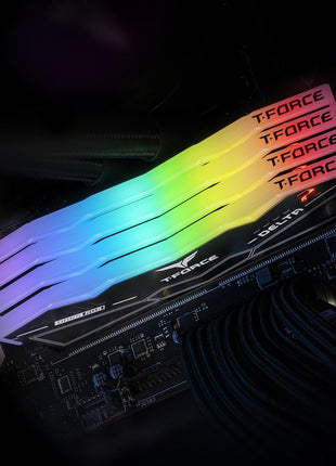 TEAMGROUP T-Force Delta RGB DDR5 Ram 32GB (2x16GB) 6400MHz PC5-51200 CL38 Desktop Memory Module Ram for 600 700 Series Chipset XMP 3.0 Ready Black FF3D532G6400HC38JDC01