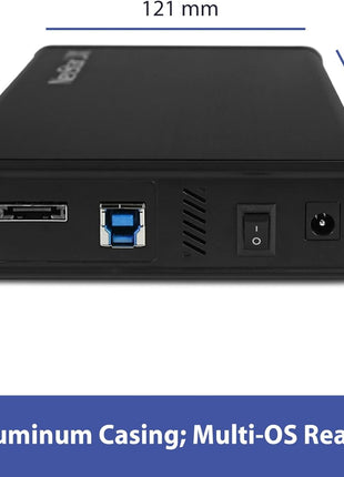 Vantec NexStar JX, USB 3.2 Gen1x1, 3.5" or 2.5" SATA III HDD/SSD Drive Green Enclosure with eSATA (NST-358SU3-BK), Black