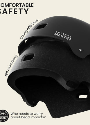 OutdoorMaster Beetles Snug Skateboard Bike Helmet for Adults, Youth | Two Removable Liners Ventilation Certified Multi-Sport Helmet for Cycling Commuter Scooter Roller Skating Longboard