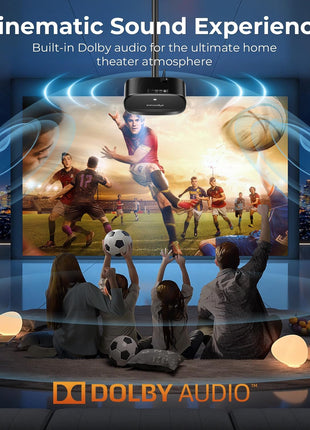 4K Projector with WiFi and Bluetooth - 3000 ANSI Lumens, ELEPHAS Outdoor Movie Projector Compatible with NETFLIX/Prime Video/YouTube, Smart Projector for HDMI/USB/iOS/Android, Portable Home Cinema