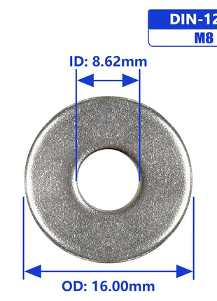 Instockbolt M8 x 16mm OD Flat Washer, 18-8 (304) Stainless Steel Washers Flat, 100PCS