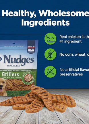 Blue Buffalo Nudges Grillers Natural Dog Treats, Made in the USA with Real Chicken, 16-oz Bag (Pack of 5)