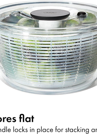 OxO Good Grips Salad Spinner | Lettuce Spinner | Fruit Washer | Fruit Washing Bowl with Strainer | Vegetable Cleaner | Salad Cleaner | Lettuce Washer | 6.22 Quart Capacity