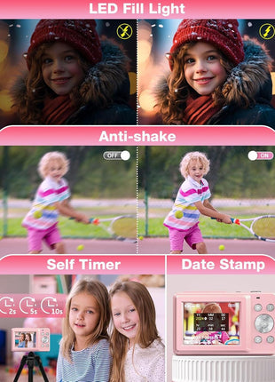 Digital Camera,1080P Kids Camera 44MP Point and Shoot Digital Cameras | 16X Zoom,Anti-Shake,32GB Card,Date Stamp,Compact Small Cameras Photography for Kids Student Teen Girl Boy(Black)