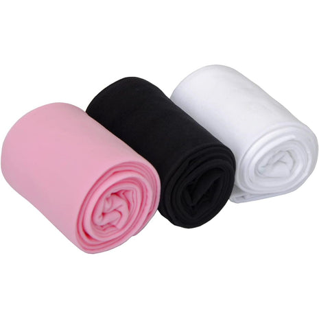 EVERSWE 3 Pairs Pack Girls Microfiber Tights Multiple Colors (White/Black/Pink, 4-6)