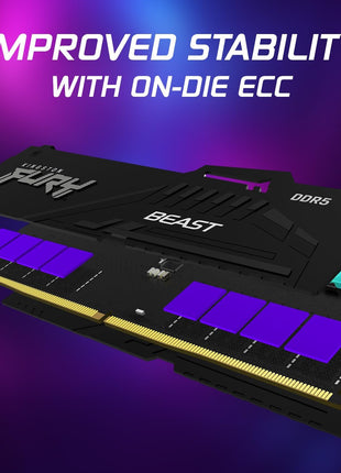 Kingston FURY Beast RGB 32GB (2x16GB) 6000MT/s DDR5 CL30 Desktop Memory | AMD EXPO | Kit of 2 | KF560C30BBEAK2-32