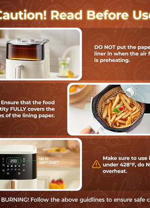 Air Fryer Disposable Paper Liners   150Pcs 8In Square Parchment Paper Non Stick Airfryer Basket Liners for Steamer Microwave Oven, Deep Fryer Parts & Accessories