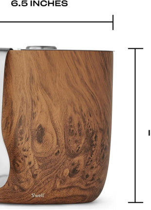 S'well Stainless Steel Ice Bucket with Tongs, 68oz Capacity, Teakwood Pattern Finish, Triple-Layer Vacuum Insulated to Keep Ice Colder Longer, BPA-Free Barware
