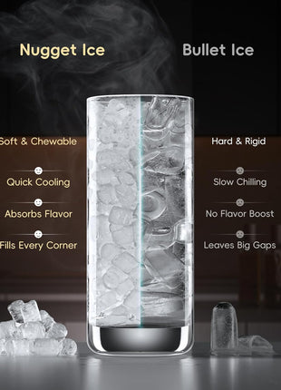 ecozy Nugget Ice Maker Countertop, Intuitive EcoScreen, 40lbs/24H Chewable Pebble Ice, 3lb Pull-Out Basket, Self-Cleaning, One-Touch Timer – Perfect for Home, Drinks & Cocktails