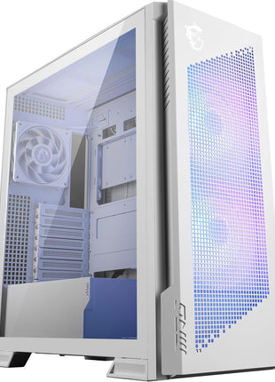 MSI MPG Velox 300R Airflow PZ White - Mid-Tower Gaming PC Case - Tempered Glass Side Panel - 2 x 160 mm Dual Layer Blades Fans - Liquid Cooling Support up to 360mm Radiator - Mesh Panel for Airflow