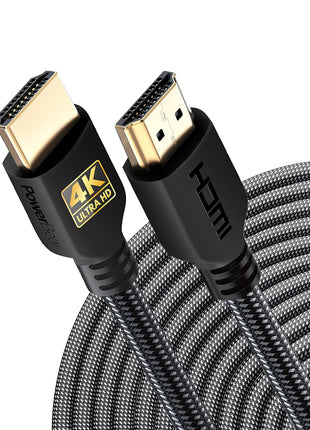 PowerBear 4K HDMI Cable 10 ft | High Speed Hdmi Cables, Braided Nylon & Gold Connectors, 4K @ 60Hz, Ultra HD, 2K, 1080P, ARC & CL3 Rated | for Laptop, Monitor, PS5, PS4, Xbox One, Fire TV, & More