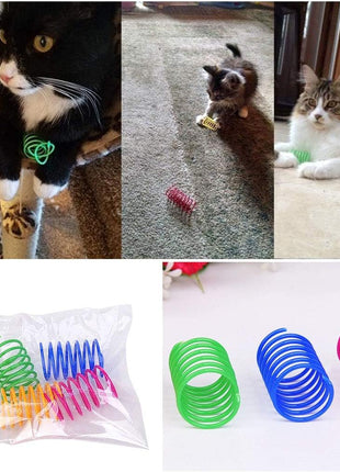 Andiker Interactive Cat Spiral Creative Spring Toy to Kill Time and Keep Fit, Sturdy and Heavy Plastic for Swatting, Biting, Hunting Kitten Toys, Colorful, 12 pcs