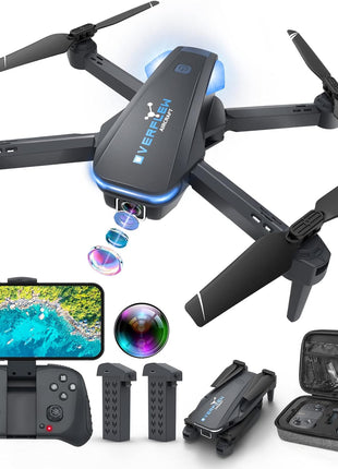 Drone with 1080P Camera for Beginners and Adults, Foldable Remote Control Quadcopter with Voice Control, Gestures Selfie, Altitude Hold, One Key Start, 3D Flips, 2 Batteries, Toy for Beginners