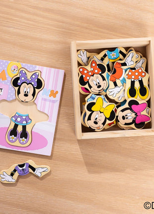 Melissa & Doug Disney Minnie Mouse Dress-Up Puzzle, 18 Pieces Mix and Match Outfits, Sorting & Matching Toy with Storage Case, Educational Puzzle for Toddlers Ages 3+