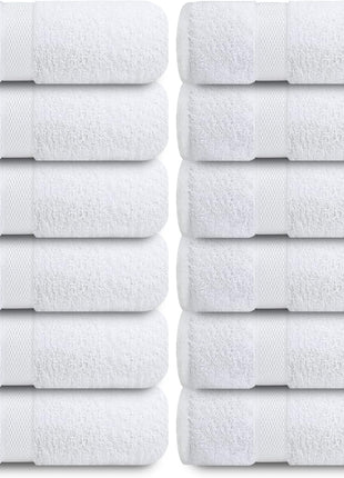 Infinitee Xclusives 100% Cotton Luxury Wash Cloths for Showering - 12 Pack | Washcloths [13x13] - Soft and Absorbent Face Towels for Bathroom Wash Clothes - Gym, Spa & Hotel Use