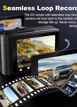 Dash Camera, 4K/1080p Dash Camera Front and Rear, Built-in 5GWiFi, Dash Cam with 64GB SD Card, Full HD 2.0" IPS Screen, for App Control, G-Sensor, Loop Recording, and Parking Mode