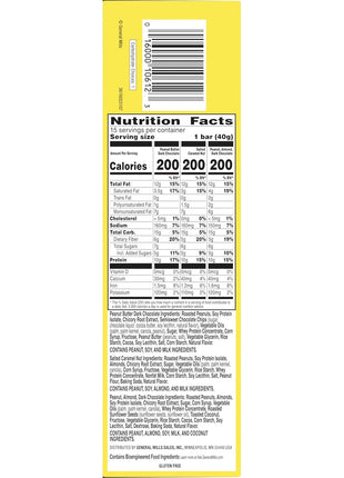 Nature Valley Protein Bars Variety Pack, Gluten Free Chewy Granola Snack Bars, 10g Protein, Peanut Butter Dark Chocolate, Salted Caramel Nut, Peanut Almond Dark Chocolate, 15 Count, 21.3 oz Box