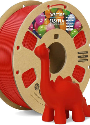 OVERTURE Easy PLA 1.75mm 3D Printer Filament, 1kg PLA Cardboard Spool (2.2lbs), Dimensional Accuracy  0.02mm, Fit Most FDM Printer (Easy Red)