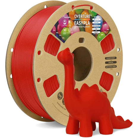 OVERTURE Easy PLA 1.75mm 3D Printer Filament, 1kg PLA Cardboard Spool (2.2lbs), Dimensional Accuracy  0.02mm, Fit Most FDM Printer (Easy Red)