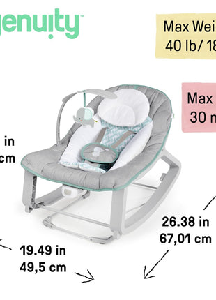Ingenuity Keep Cozy 3-in-1 Grow with Me Vibrating Baby Bouncer, Seat & Infant to Toddler Rocker, Vibrations & -Toy Bar, 0-30 Months Up to 40 lbs (Weaver)