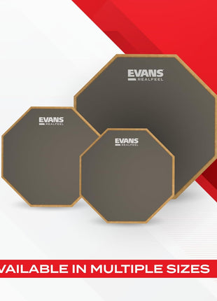Evans RealFeel - Drum Practice Pad - Drum Pad - Drummer Practice Pad - Gum Rubber & Neoprene, 2 Sided, 12 Inch