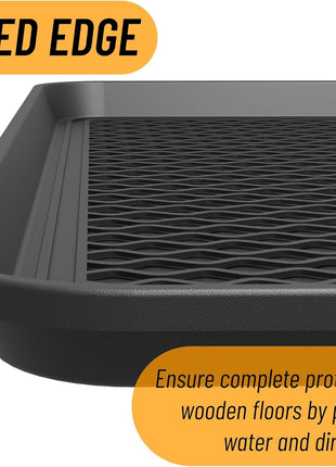 Ottomanson 15 inch x 30 inch Multi-Purpose Boot Tray – Waterproof Shoe & Pet Feeding Spill Tray, Litter Box & Pee Pad Holder, Painting & Planting Mat, 1.2 inch Raised Edge Floor Protection