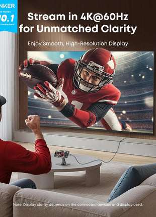 Anker HDMI Cable, 4K@60Hz Ultra-Fast Nylon-Braided USB C to HDMI Cord with Advanced Shielding, Thunderbolt 5/4/3, for MacBook, iPad, iPhone, HD TV, and More (6FT,Black)