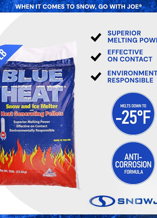 Snow Joe Crystal Blue Snow & Ice Melter, Heat-Generating Crystals, 50 Lb Bag - Fast-Acting Commercial Deicer and Remover for Concrete, Driveway, Sidewalk, and Outdoor Spaces
