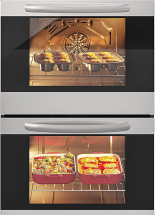 KoolMore 30-Inch Electric Double Wall Oven with Quiet, Rapid Convection Cooking, 7 Cook and Baking Modes, Dual Large Capacity Ovens, Stainless-Steel Unit, Self-Cleaning (KM-WO30D-SS)