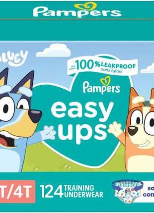 Pampers Training Pants - Easy Ups Boys & Girls Bluey - Size 3T-4T, 124 Count, Children's Potty Underwear (Packaging May Vary)