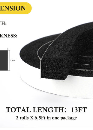fowong Air Conditioner Window Seal 1 Inch X 1 Inch, Thick AC Weather Stripping High Resilience Foam Sealing Tape Adhesive AC Window Seal Kit 6.5ft Long (6.5ft x 2 Rolls, Black)