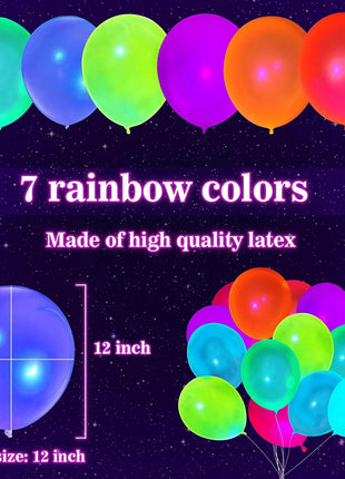 100 Pcs UV Neon Balloons, Neon Glow Party Balloons UV BlackLight Balloons glow in the dark party supplies for Birthday Decorations Wedding Glow Party Supplies Light up Balloons