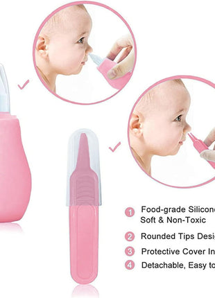 Baby Grooming Kit, Infant Safety Care Set with Hair Brush Comb Nail Clipper Nasal Aspirator,Baby Essentials Kit for Newborn Girls Boys (Pink Baby Grooming kit)