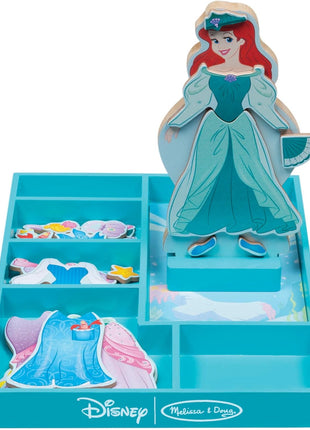 Melissa & Doug Disney Ariel Magnetic Wooden Dress-Up Doll Pretend Play Set (35 Pieces) Magnetic Dolls, Pretend Play & Preschool Toys for Kids Ages 3+