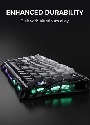 GravaStar Mercury K1 75% Wireless Mechanical Gaming Keyboard, Aluminum Alloy, Gasket Compact Custom Keyboard Hot-Swap Socket, Linear Switches, RGB Backlit - Gradient Black