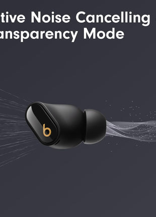 Beats Studio Buds + | True Wireless Noise Cancelling Earbuds, Enhanced Apple & Android Compatibility, Built-in Microphone, Sweat Resistant Bluetooth Headphones, Spatial Audio - Black/Gold
