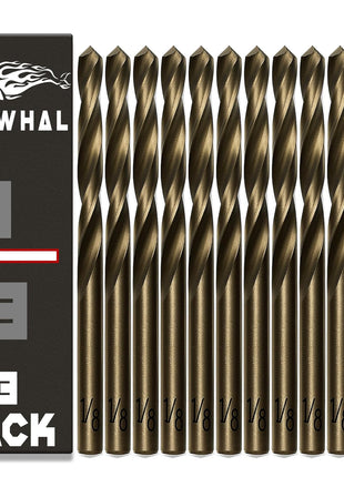 Narwhal 1/8 Inch Cobalt Drill Bits (13 Pack - Industrial Grade M35 Cobalt) 2.55 inch Length & 135 Degree Split Point for Drilling Into Metal, Hardened & Stainless Steel, Cast Iron, & More!