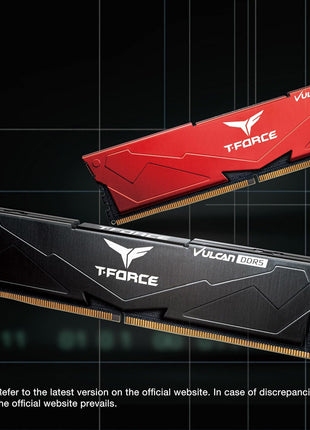 TEAMGROUP T-Force Vulcan DDR5 32GB (2x16GB) 6000MHz (PC5-48000) CL38 Intel XMP 3.0 & AMD Expo Compatible Desktop Memory Module Ram Red FLRD532G6000HC38ADC01