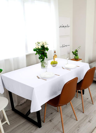 Utopia Kitchen Rectangle Table Cloth 2 Pack [60x102 Inches, White] | Tablecloth Machine Washable, Polyester Table Cover for Dining, Buffet Parties, Picnics, Events, Weddings and Restaurants
