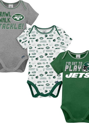 Gerber NFL Unisex-Baby NFL Team 3 Pack Short Sleeve Onesie Bodysuit