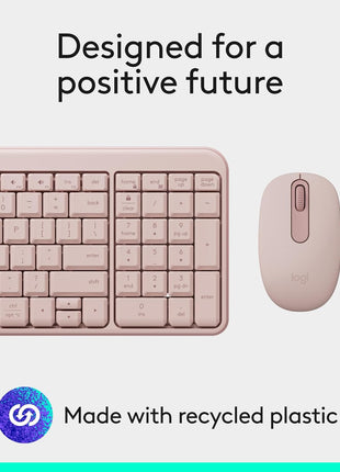 Logitech MK250 Compact Bluetooth Wireless Keyboard and Mouse Combo - Rose | Bluetooth connection only, compact keyboard with number pad, small ambidextrous M196 mouse with 3 non-customizable buttons